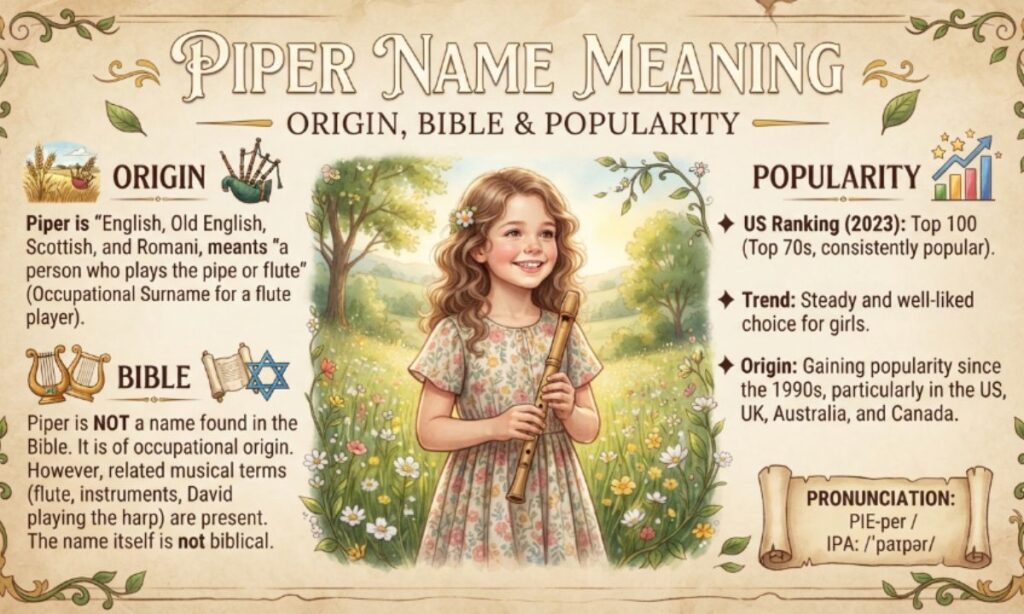 Piper Name Meaning — Origin, Bible & Popularity