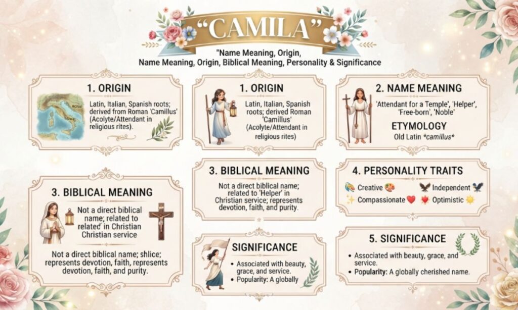 Camila Name Meaning Origin, Biblical Meaning, Personality & Significance