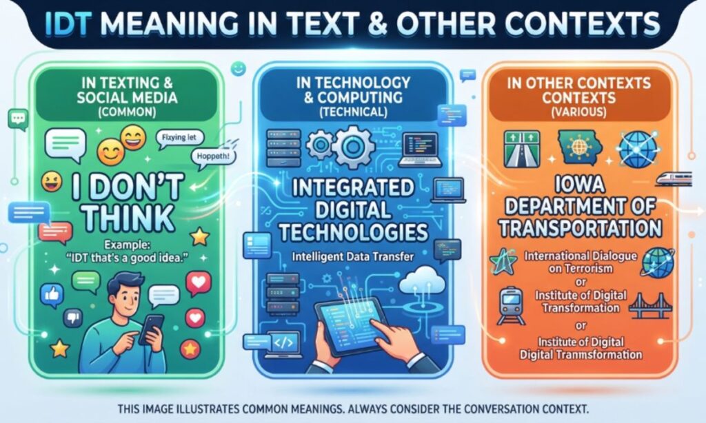 IDT Meaning in Text What Does IDT Mean in Texting and Other Contexts